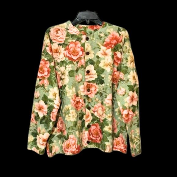 NWOT Gorgeous Pink Green Floral Print Knit Cardigan Sweater Size 3X - Picture 3 of 14